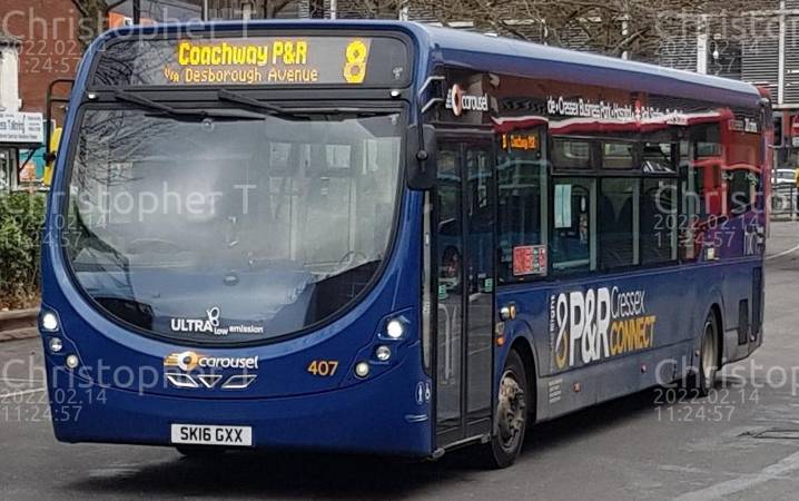 Image of Carousel Buses vehicle 407. Taken by Christopher T at 11.24.57 on 2022.02.14